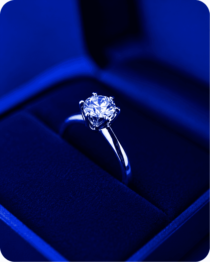 Luxury ring in a secure display case