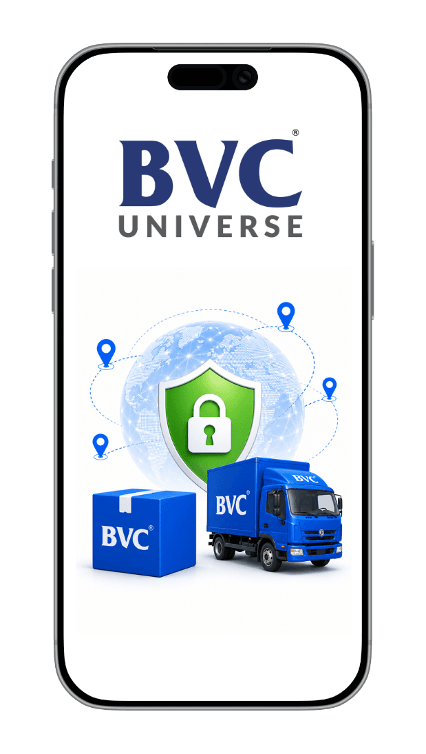 BVC Universe app — secure logistics home screen