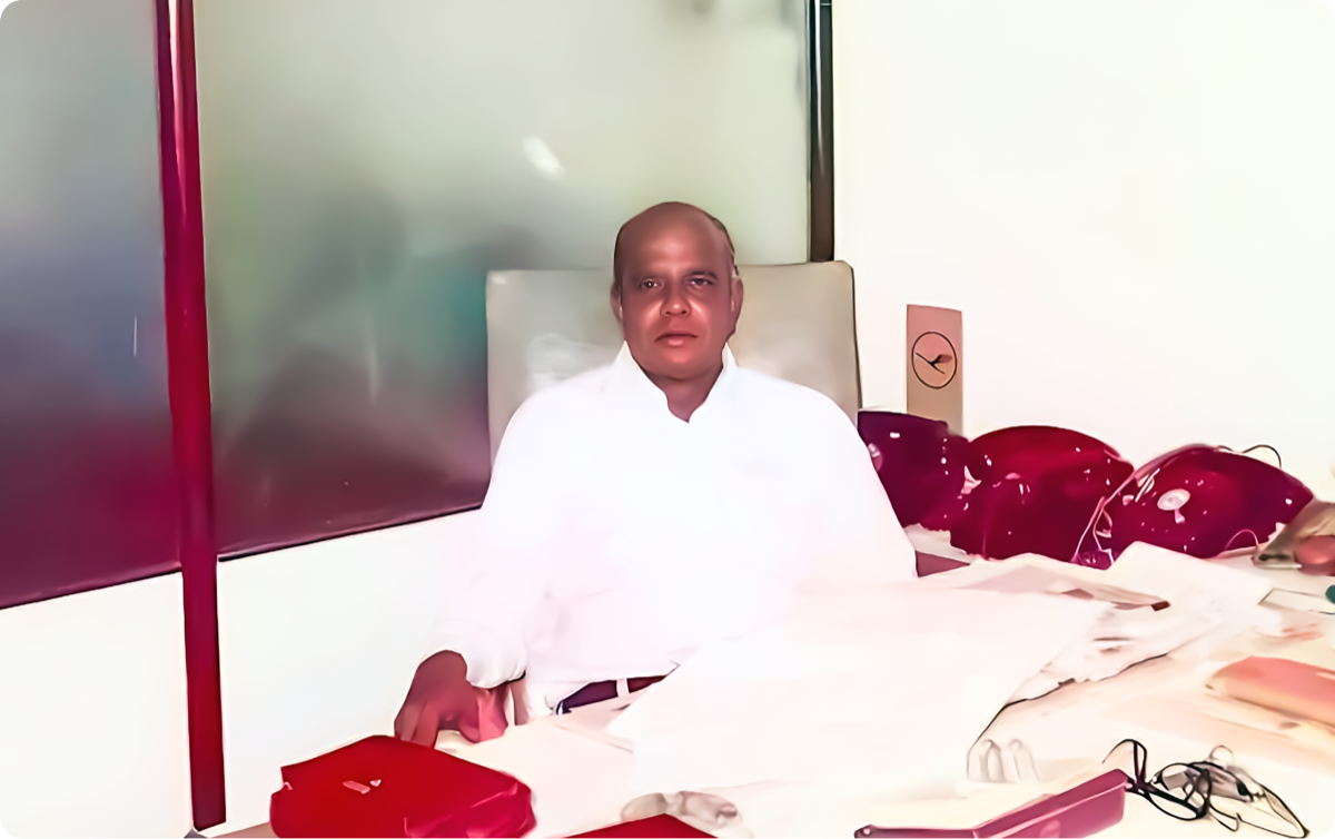 Bhagwanji Vallabhji Chinai at his Mumbai customs brokerage, where BVC began in 1960