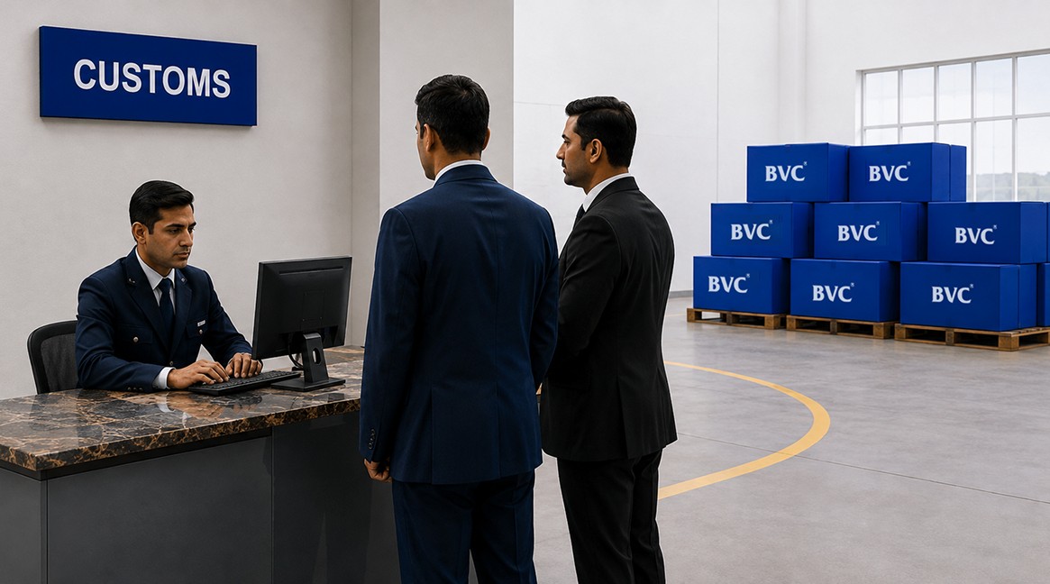 BVC customs clearance desk inside an FTWZ SEZ