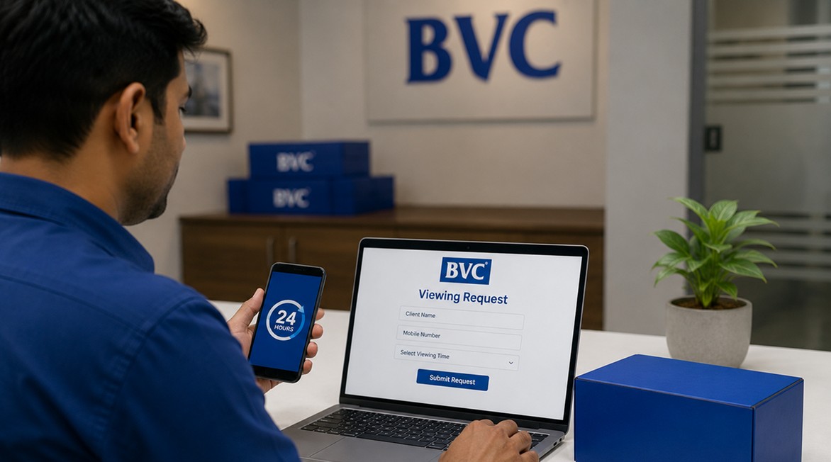 Customer Submits A Viewing Request To BVC At Least 24 Hours In Advance
