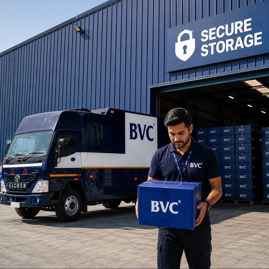 Central BVC safe full of gold bars linked out to jewellery stores and BVC warehouses representing secure custody and allocation